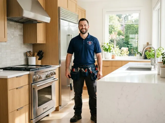 Appliance Repair Hero technician in a Buckley, WA kitchen after an appliance repair